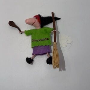 Handmade Green & Purple Felted Needle Kitchen Witch